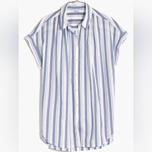 Madewell Oversized Striped Cotton Button-Up Shirt, Size XS